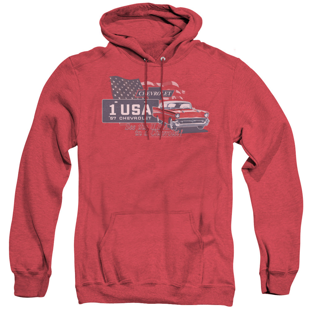 Chevrolet See The Usa Heather Mens Hoodie Red