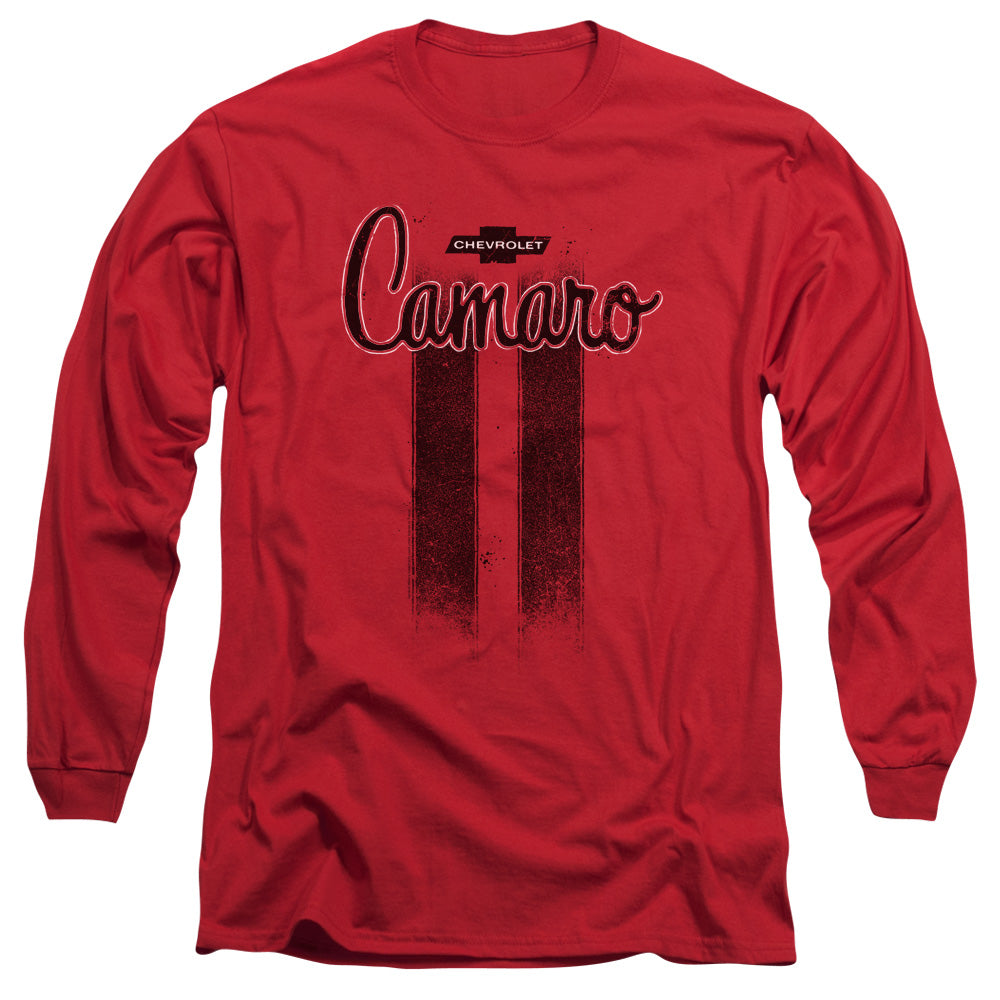 Chevrolet Camaro Stripes Mens Long Sleeve Shirt Red Officially Licensed