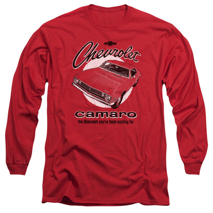 Chevrolet Retro Camaro Mens Long Sleeve Shirt Red Officially Licensed