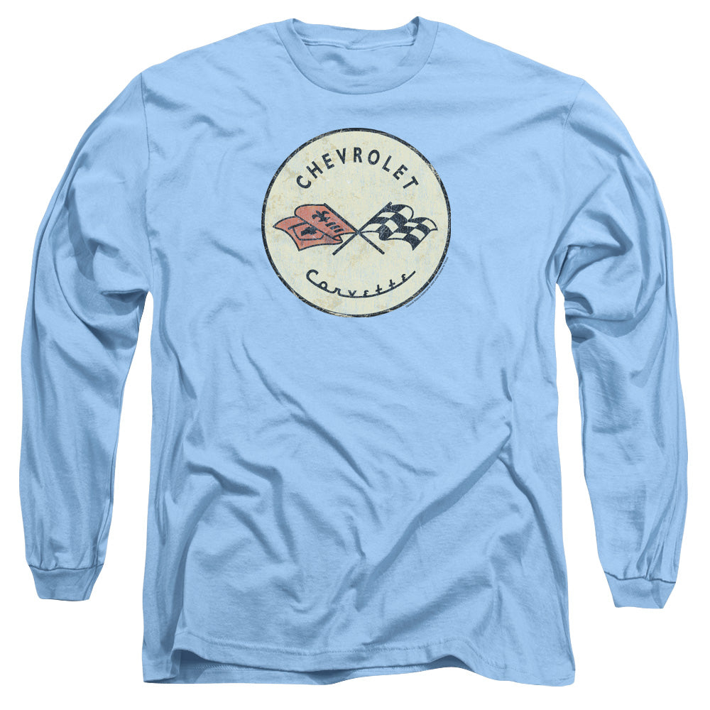 Chevrolet Old Vette Mens Long Sleeve Shirt Carolina Blue Officially Licensed
