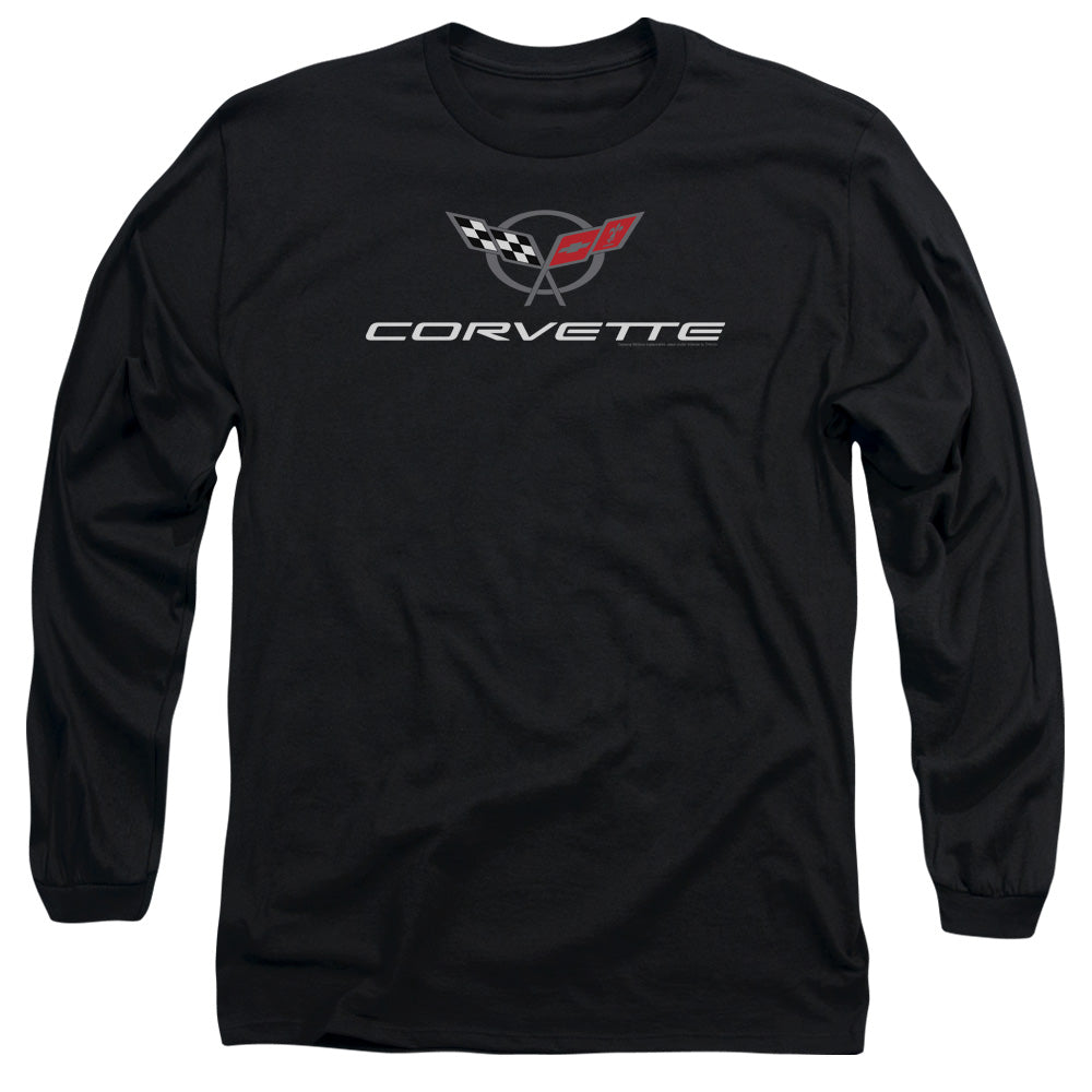Chevrolet Corvette Modern Emblem Mens Long Sleeve Shirt Black Officially Licensed