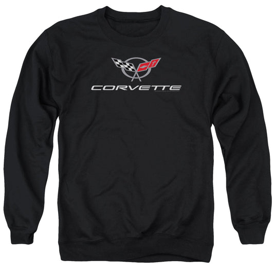 Chevrolet Corvette Modern Emblem Mens Crewneck Sweatshirt Black Officially Licensed