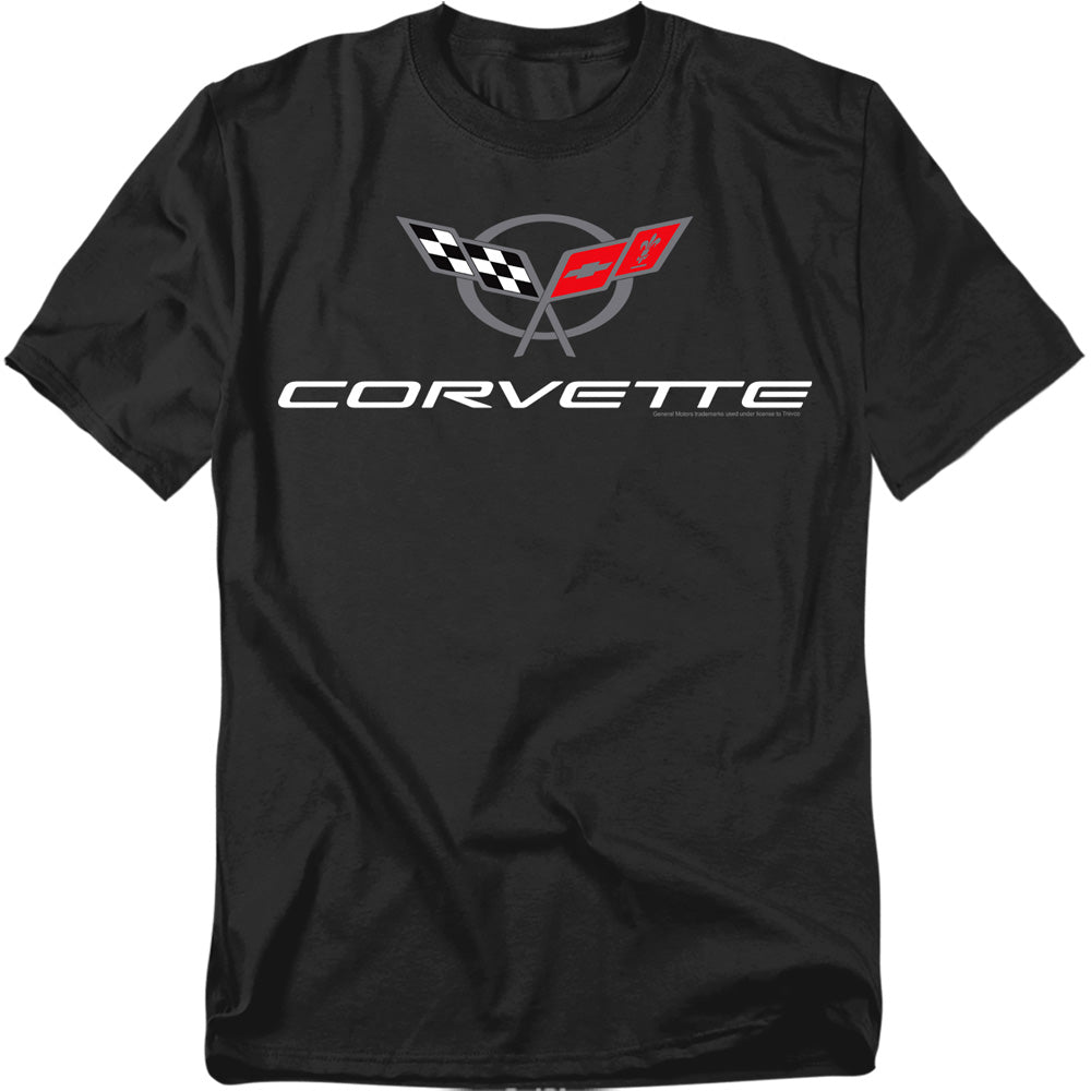 Chevrolet Corvette Modern Emblem Mens T Shirt Black