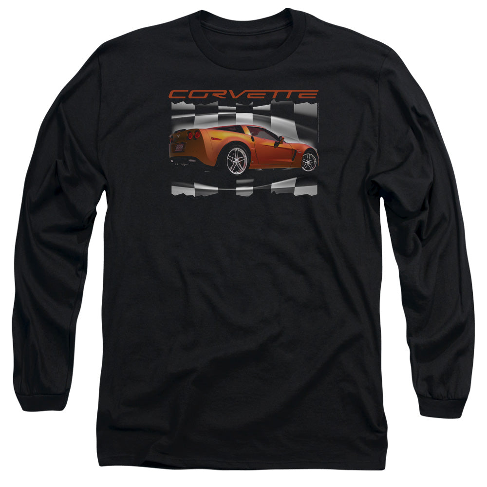 Chevrolet Orange Z06 Vette Mens Long Sleeve Shirt Black Officially Licensed
