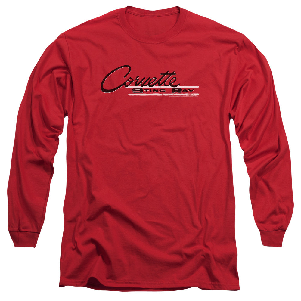 Chevrolet Retro Stingray Mens Long Sleeve Shirt Red Officially Licensed