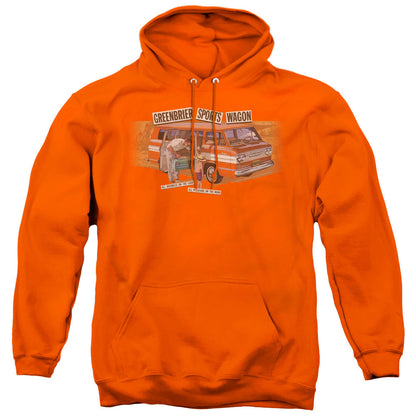 Chevrolet Greenbrier Corvair Sport Wagon Mens Hoodie Orange
