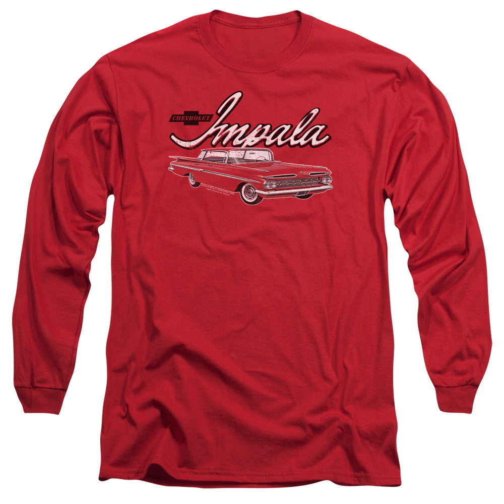Chevrolet Classic Impala Mens Long Sleeve Shirt Red Officially Licensed