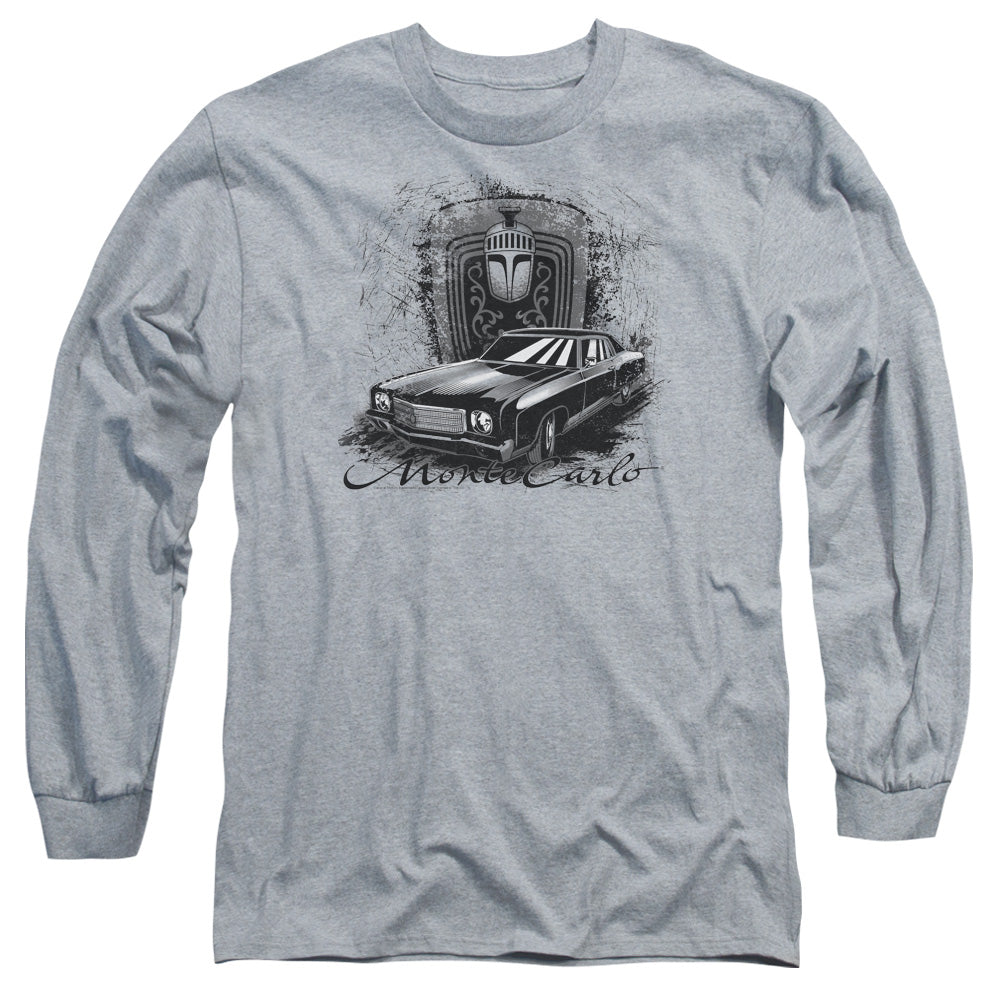 Chevrolet Monte Carlo Drawing Mens Long Sleeve Shirt Athletic Heather Officially Licensed