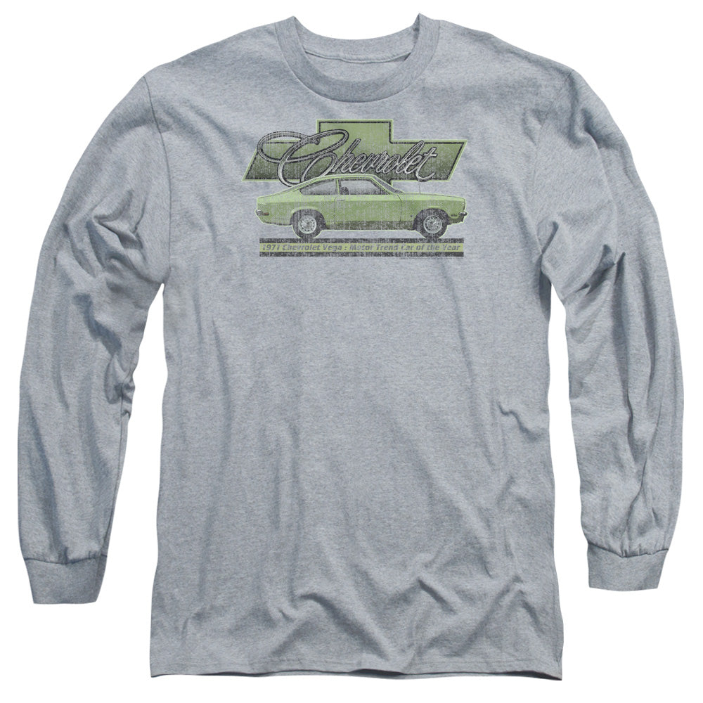 Chevrolet Vega Car Of The Year 71 Mens Long Sleeve Shirt Athletic Heather Officially Licensed