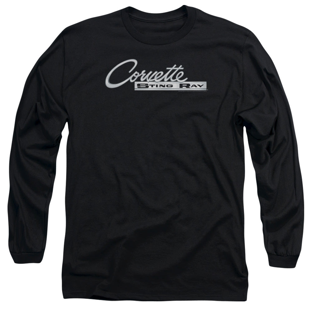 Chevrolet Chrome Stingray Logo Mens Long Sleeve Shirt Black Officially Licensed