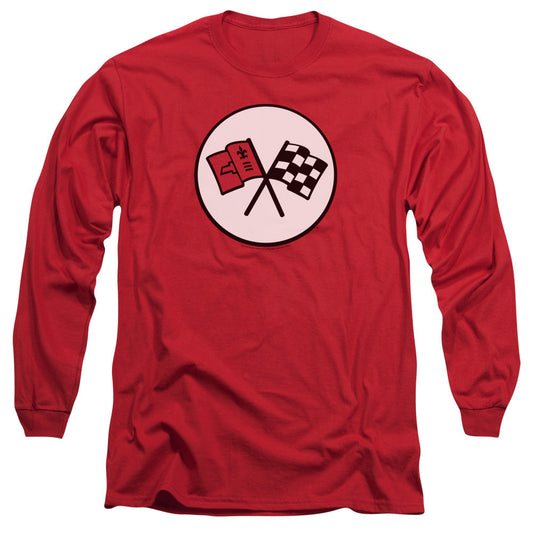 Chevrolet 2Nd Gen Vette Logo Mens Long Sleeve Shirt Red Officially Licensed