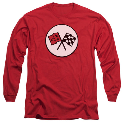 Chevrolet 2Nd Gen Vette Logo Mens Long Sleeve Shirt Red Officially Licensed