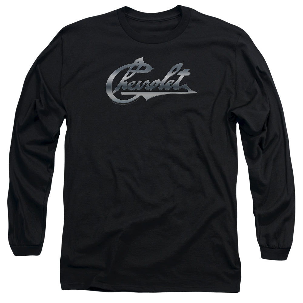 Chevrolet Chrome Vintage Chevy Bowtie Mens Long Sleeve Shirt Black Officially Licensed