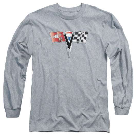 Chevrolet 2Nd Gen Vette Nose Emblem Mens Long Sleeve Shirt Athletic Heather Officially Licensed