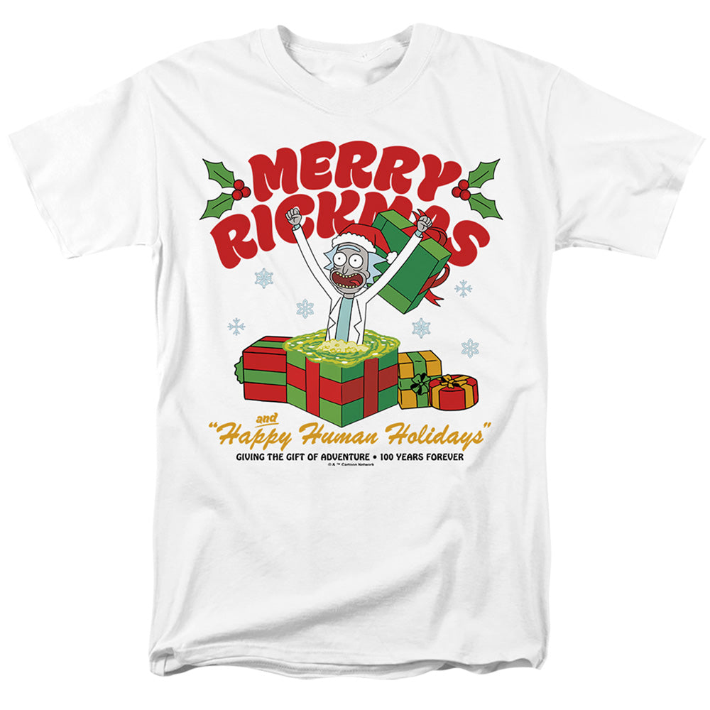 Rick And Morty Christmas Merry Rickmas Presents Mens T Shirt White