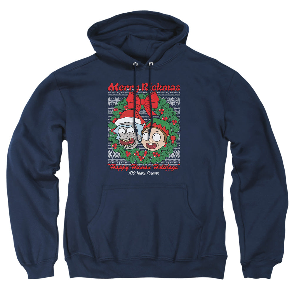 Rick And Morty Merry Rickmas Ugly Christmas Mens Hoodie Navy