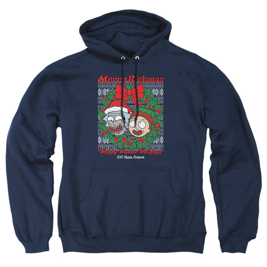 Rick And Morty Merry Rickmas Ugly Christmas Mens Hoodie Navy
