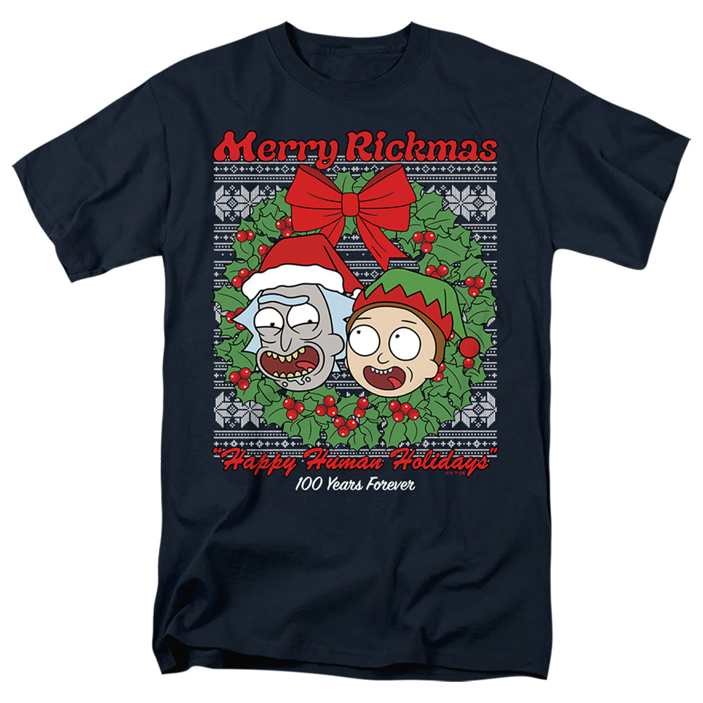 Rick And Morty Merry Rickmas Ugly Christmas Mens T Shirt Navy