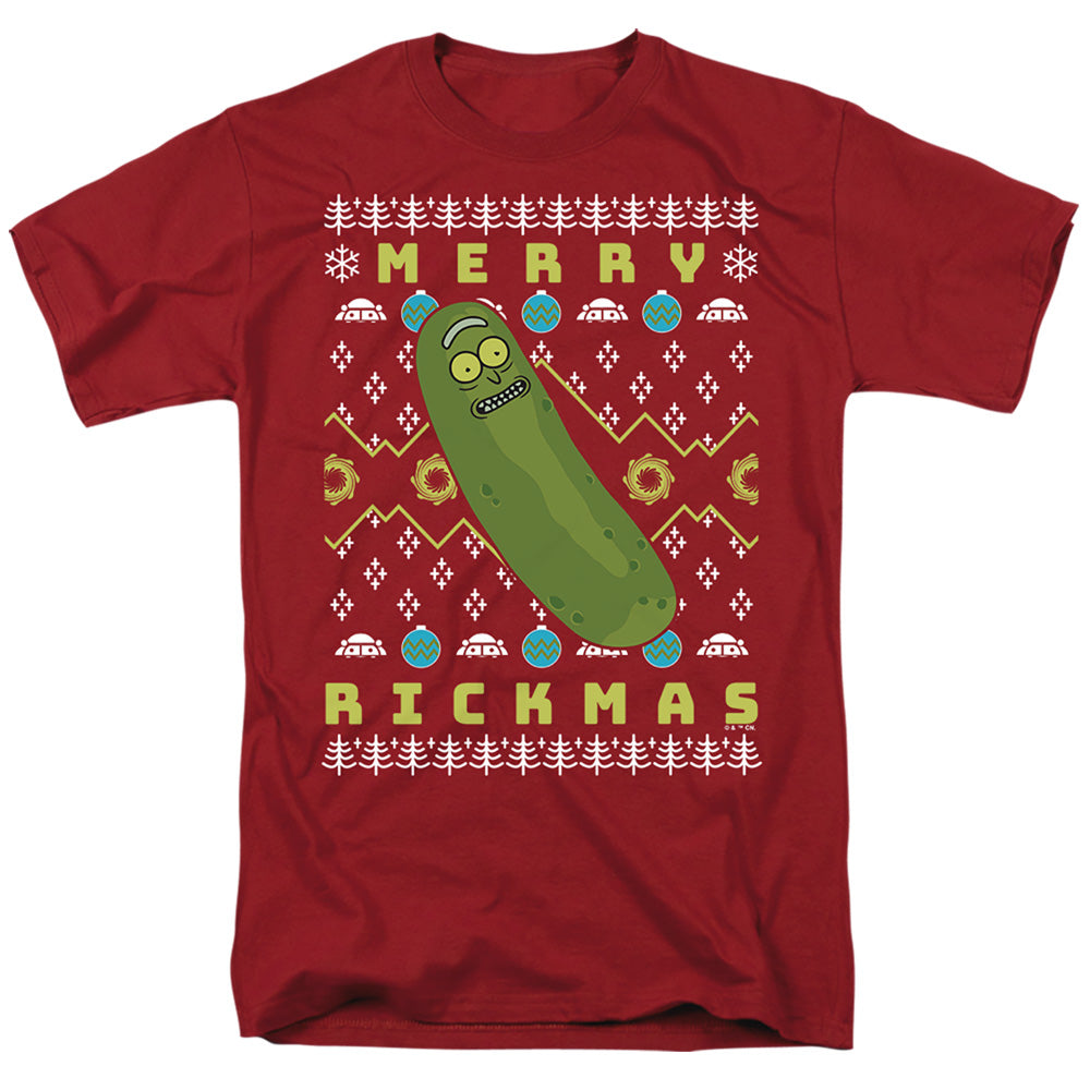 Rick And Morty Merry Pickle Rickmas Ugly Christmas Mens T Shirt Cardinal