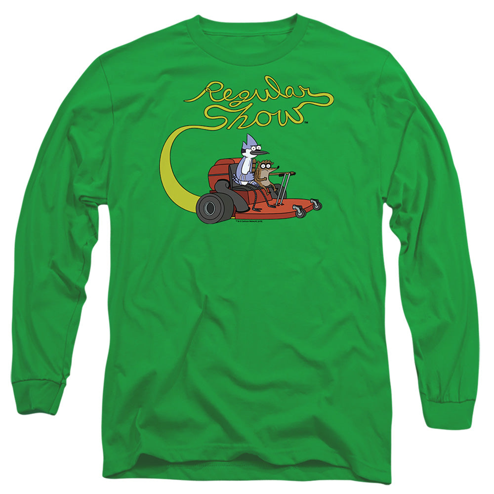 Regular Show Mower Mens Long Sleeve Shirt Kelly Green Officially Licensed
