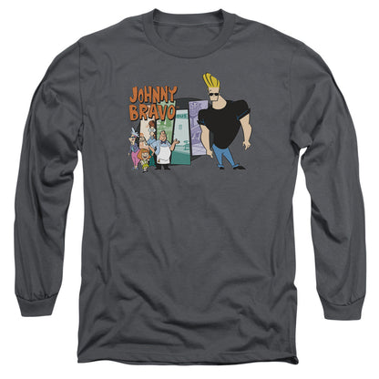 Johnny Bravo Johnny & Friends Mens Long Sleeve Shirt Charcoal Officially Licensed