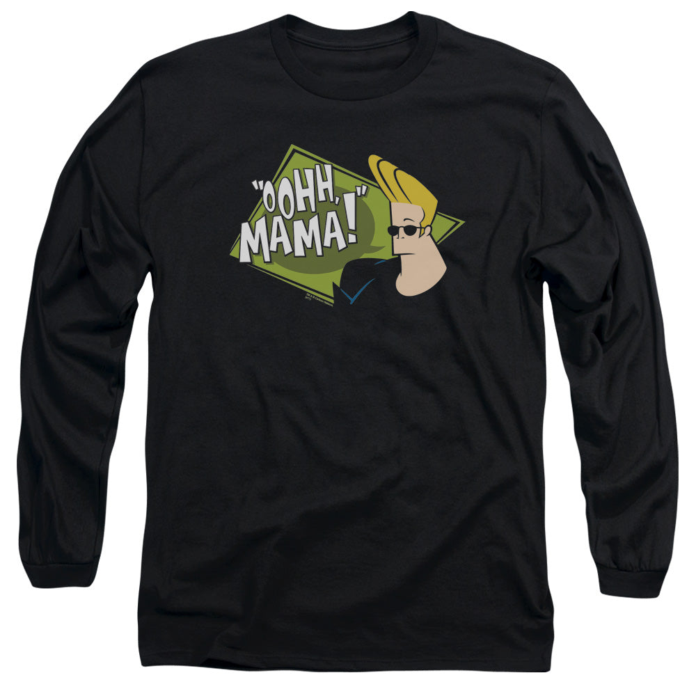 Johnny Bravo Oohh Mama Mens Long Sleeve Shirt Black Officially Licensed