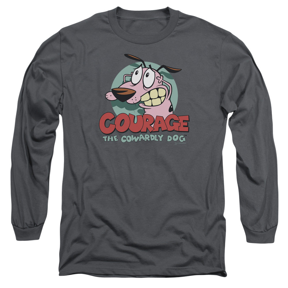 Courage The Cowardly Dog Courage Mens Long Sleeve Shirt Charcoal Officially Licensed