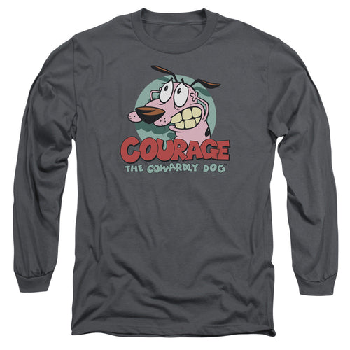 Courage the Cowardly Dog Courage Mens Long Sleeve Shirt Charcoal
