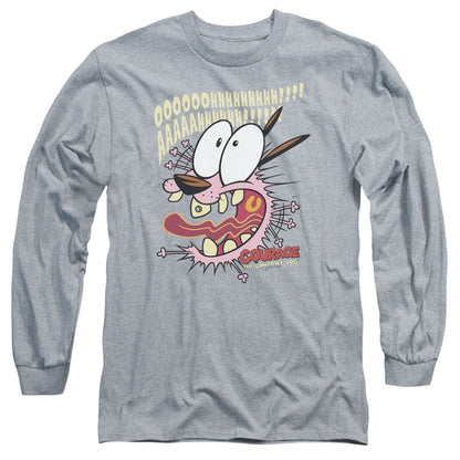 Courage The Cowardly Dog Scaredy Dog Mens Long Sleeve Shirt Athletic Heather Officially Licensed