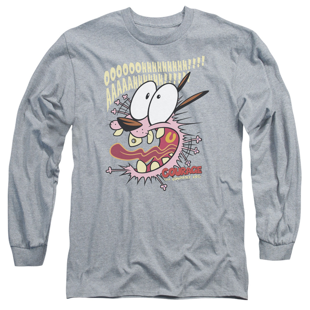 Courage The Cowardly Dog Scaredy Dog Mens Long Sleeve Shirt Athletic Heather Officially Licensed