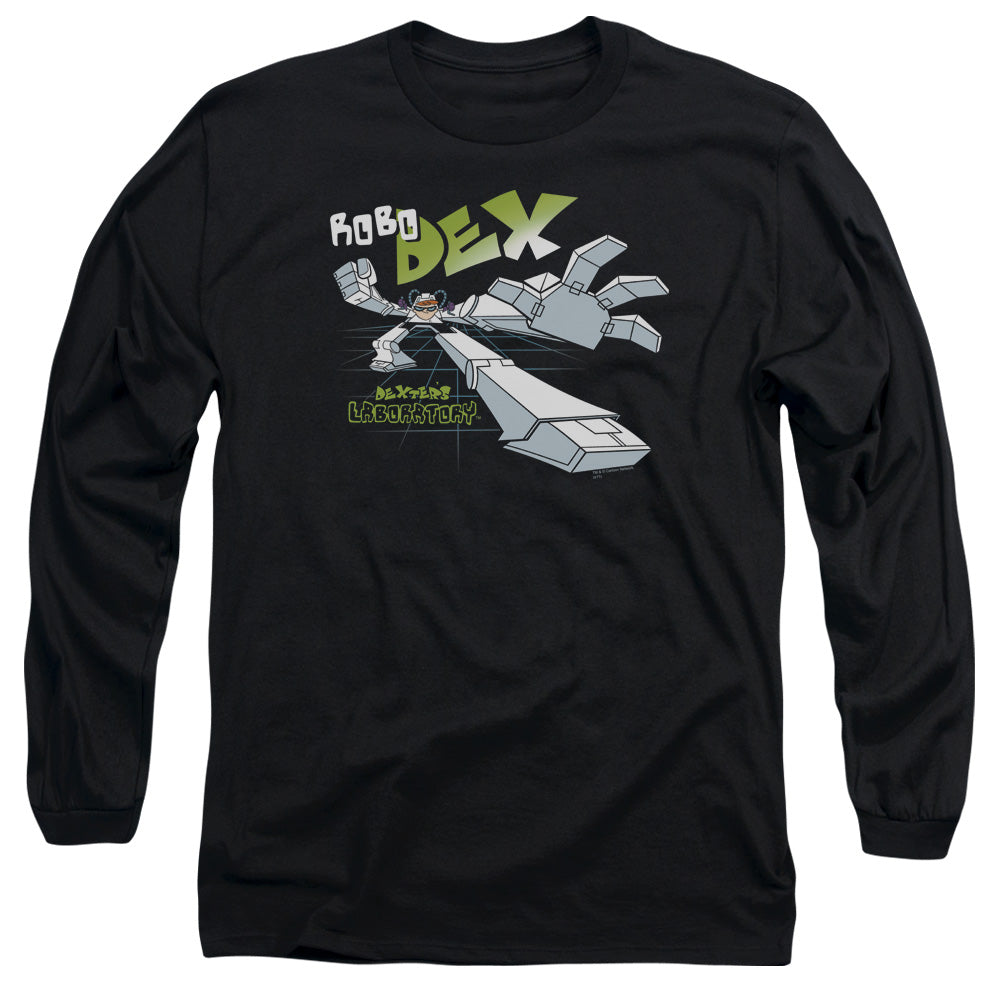 Dexters Laboratory Robo Dex Mens Long Sleeve Shirt Black Officially Licensed