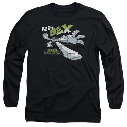 Dexters Laboratory Robo Dex Mens Long Sleeve Shirt Black Officially Licensed