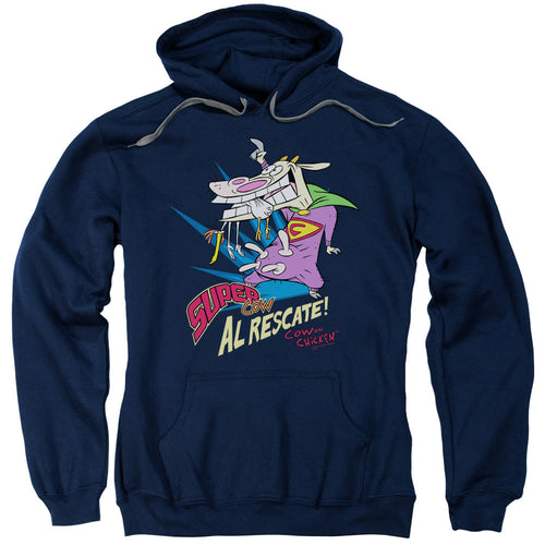 Cow & Chicken Super Cow Mens Hoodie Navy Blue