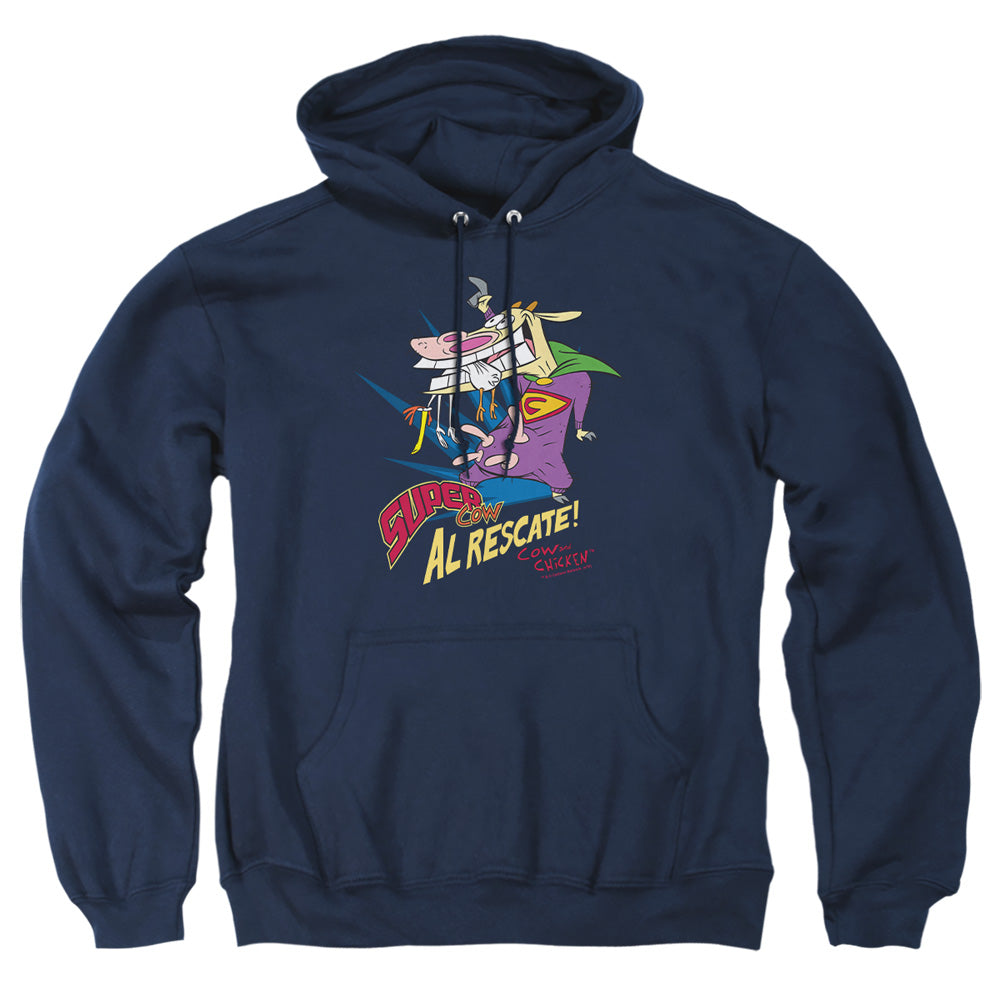 Cow & Chicken Super Cow Mens Hoodie Navy