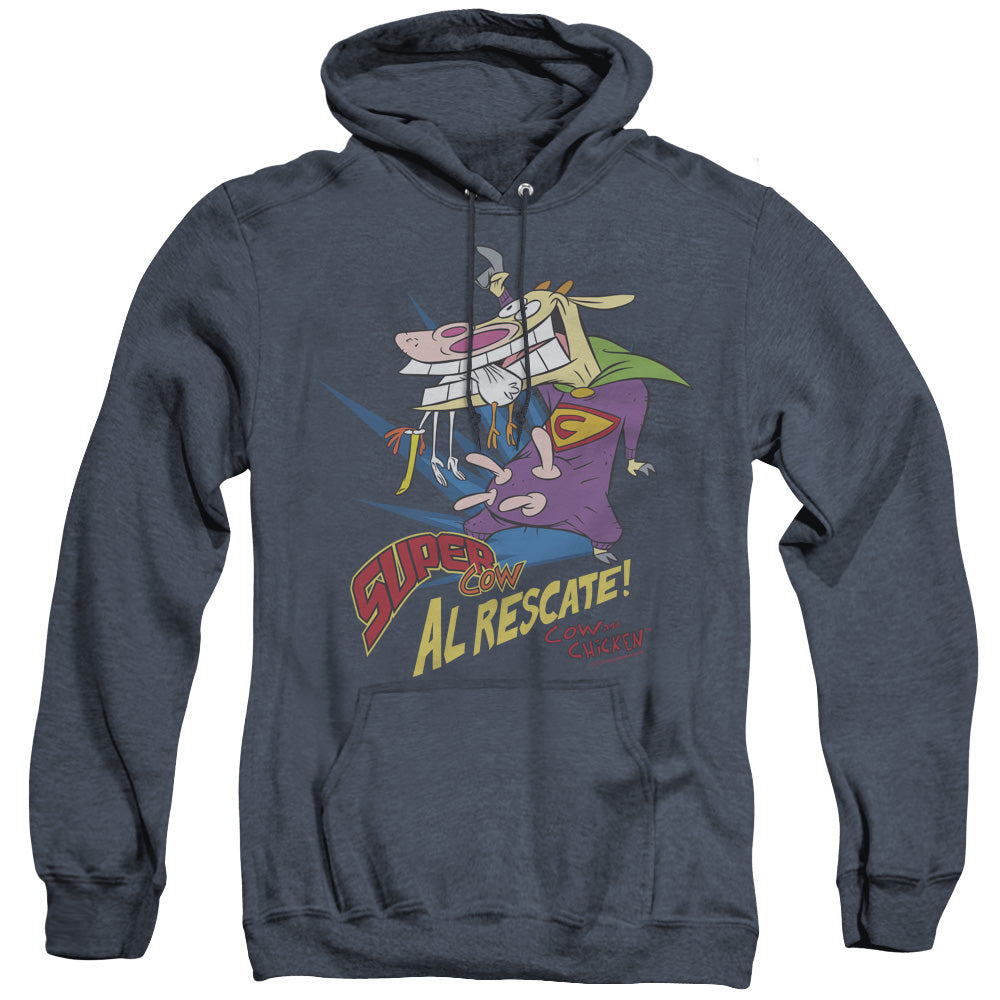 Cow & Chicken Super Cow Heather Mens Hoodie Navy