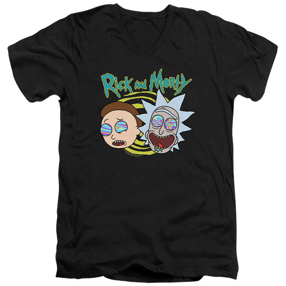 Rick And Morty Blown Minds Mens Slim Fit V-Neck T Shirt Black