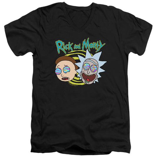 Rick And Morty Blown Minds Mens Slim Fit V-Neck T Shirt Black