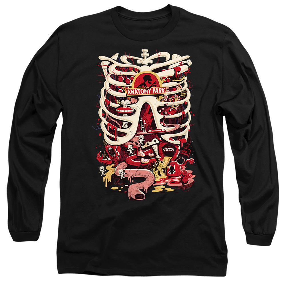Rick And Morty Anatomy Park Logo Mens Long Sleeve Shirt Black Officially Licensed