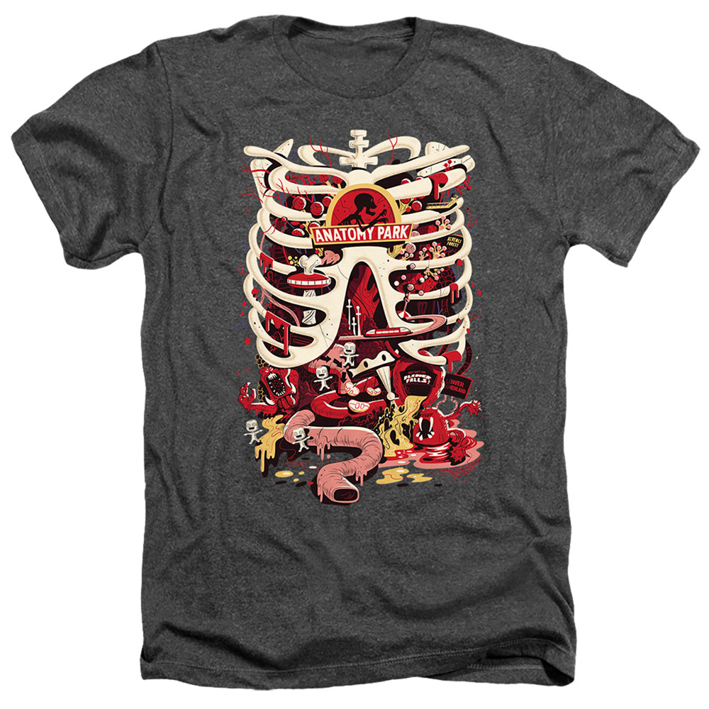 Rick And Morty Anatomy Park Logo Heather Mens T Shirt Black