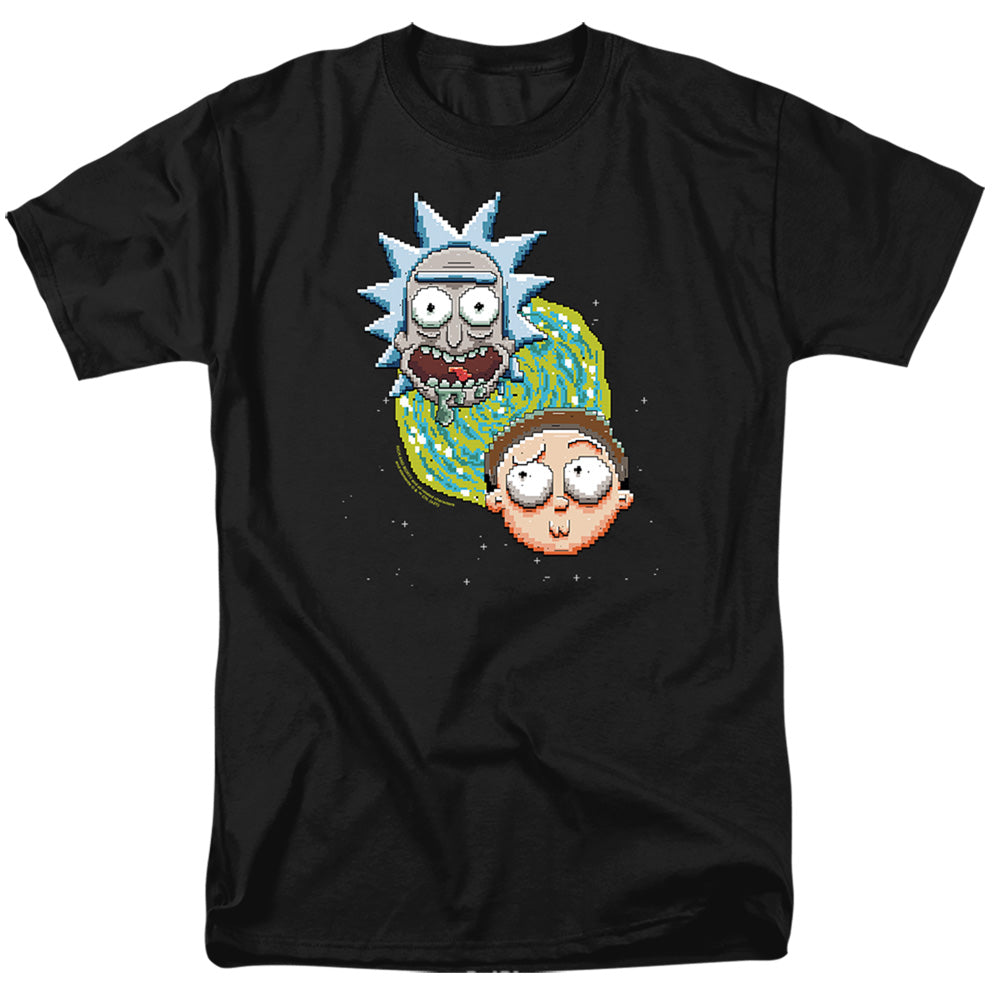Rick And Morty Pixelated Portal Mens T Shirt Black