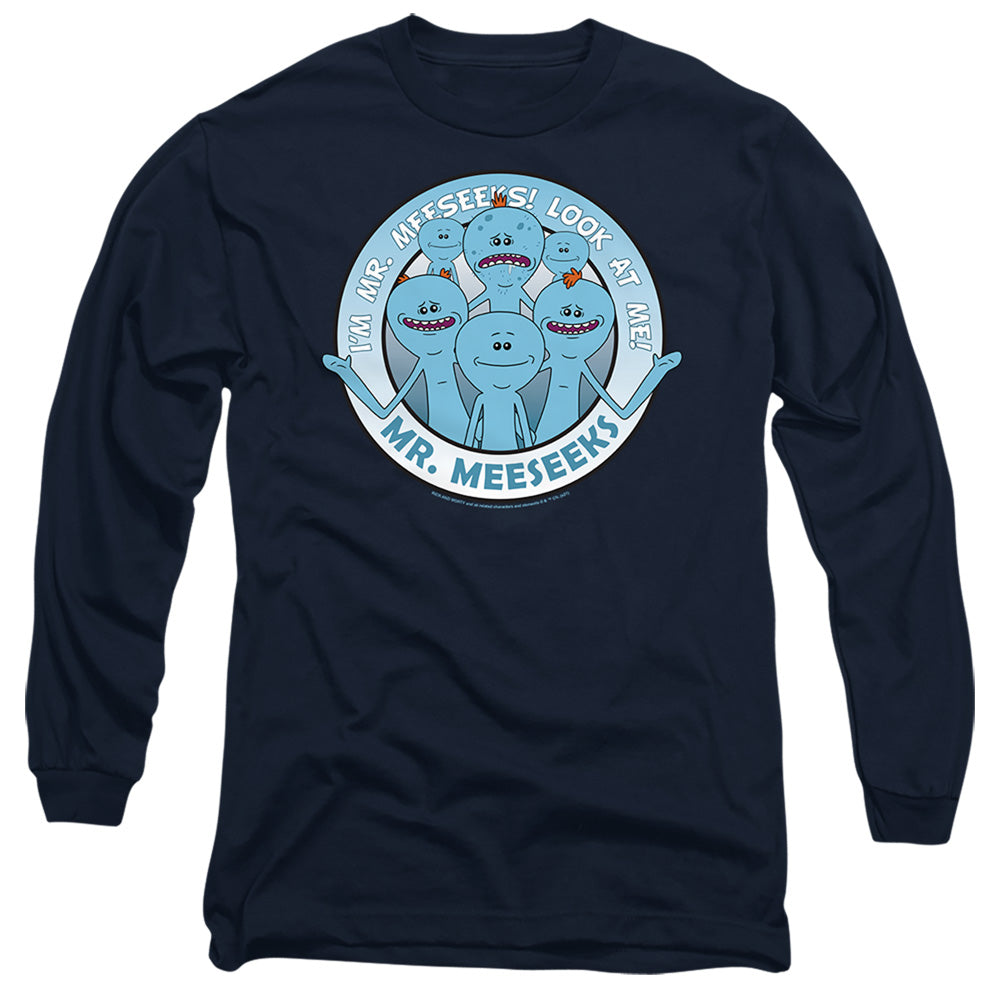 Rick And Morty Mr Meeseeks Mens Long Sleeve Shirt Navy Officially Licensed