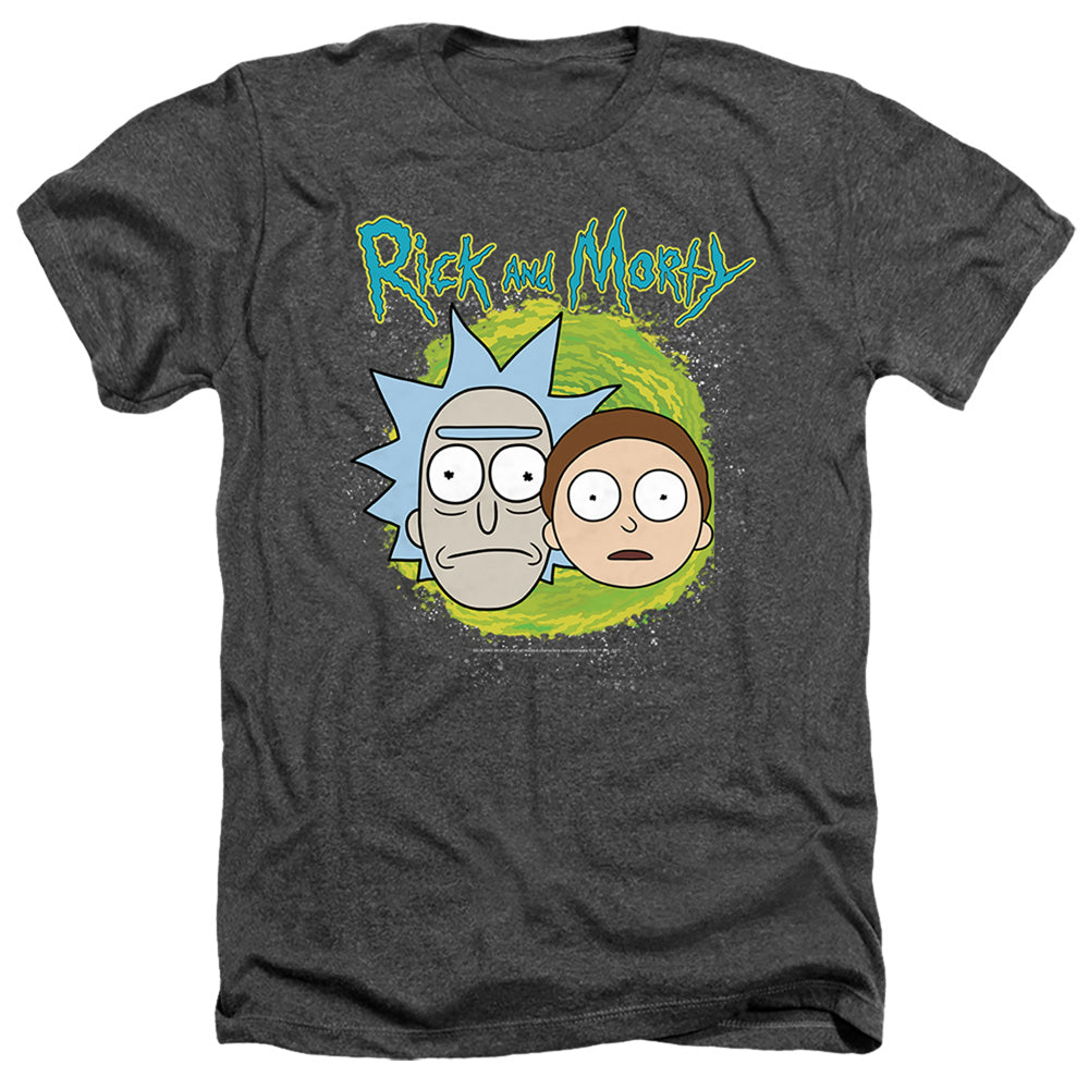 Rick And Morty Floating Heads Heather Mens T Shirt Charcoal