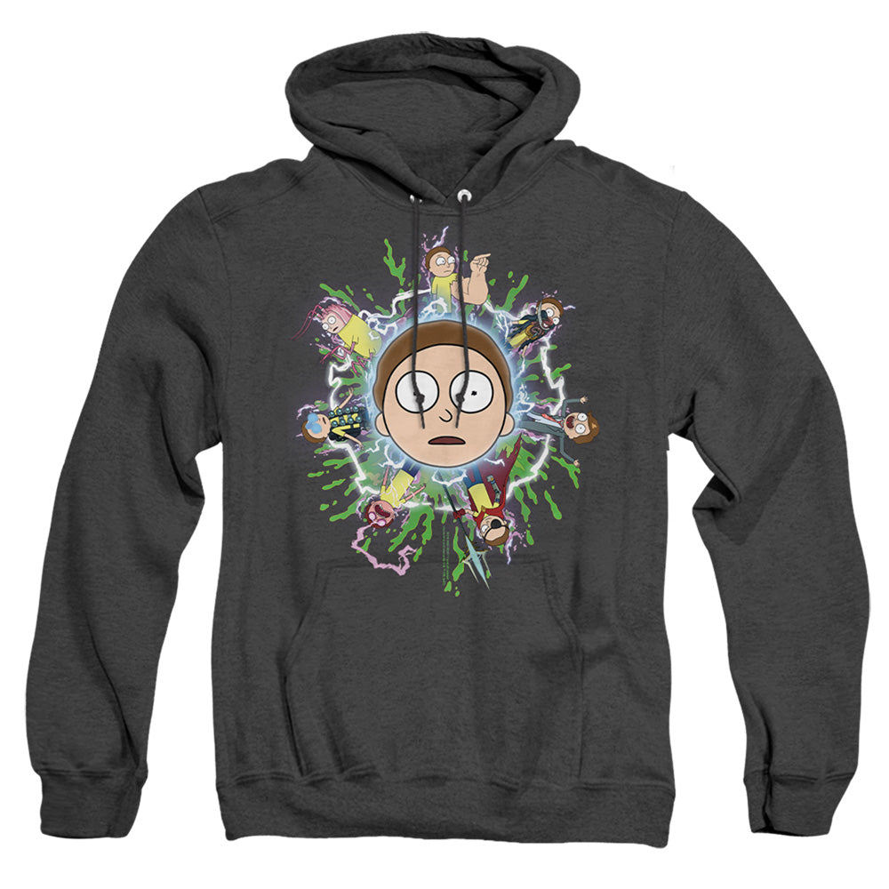 Rick And Morty Multiple Morty Heather Mens Hoodie Black