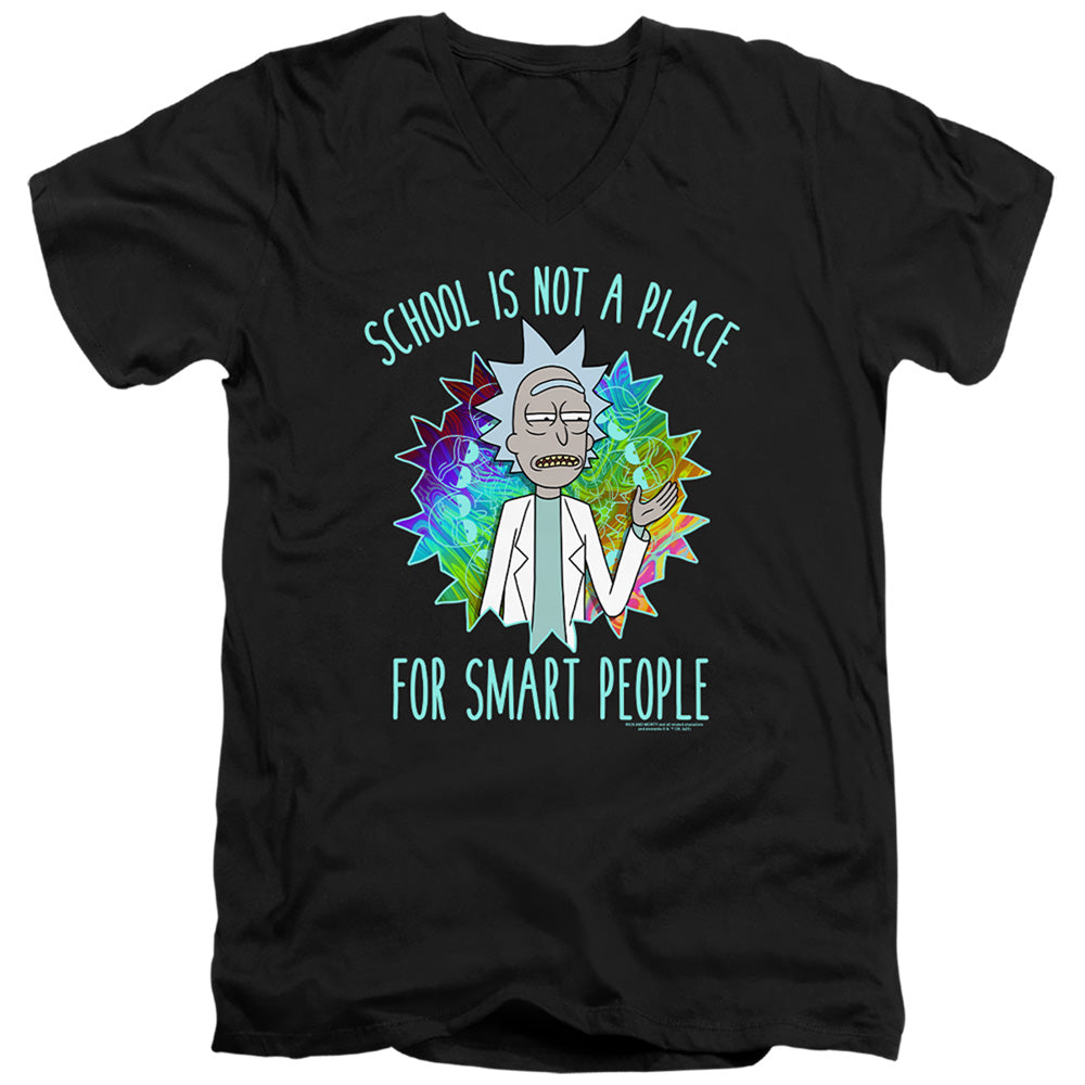 Rick And Morty School Mens Slim Fit V-Neck T Shirt Black