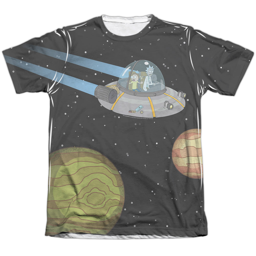 Rick And Morty Rick And Morty In Space Mens Poly Cotton T Shirt White