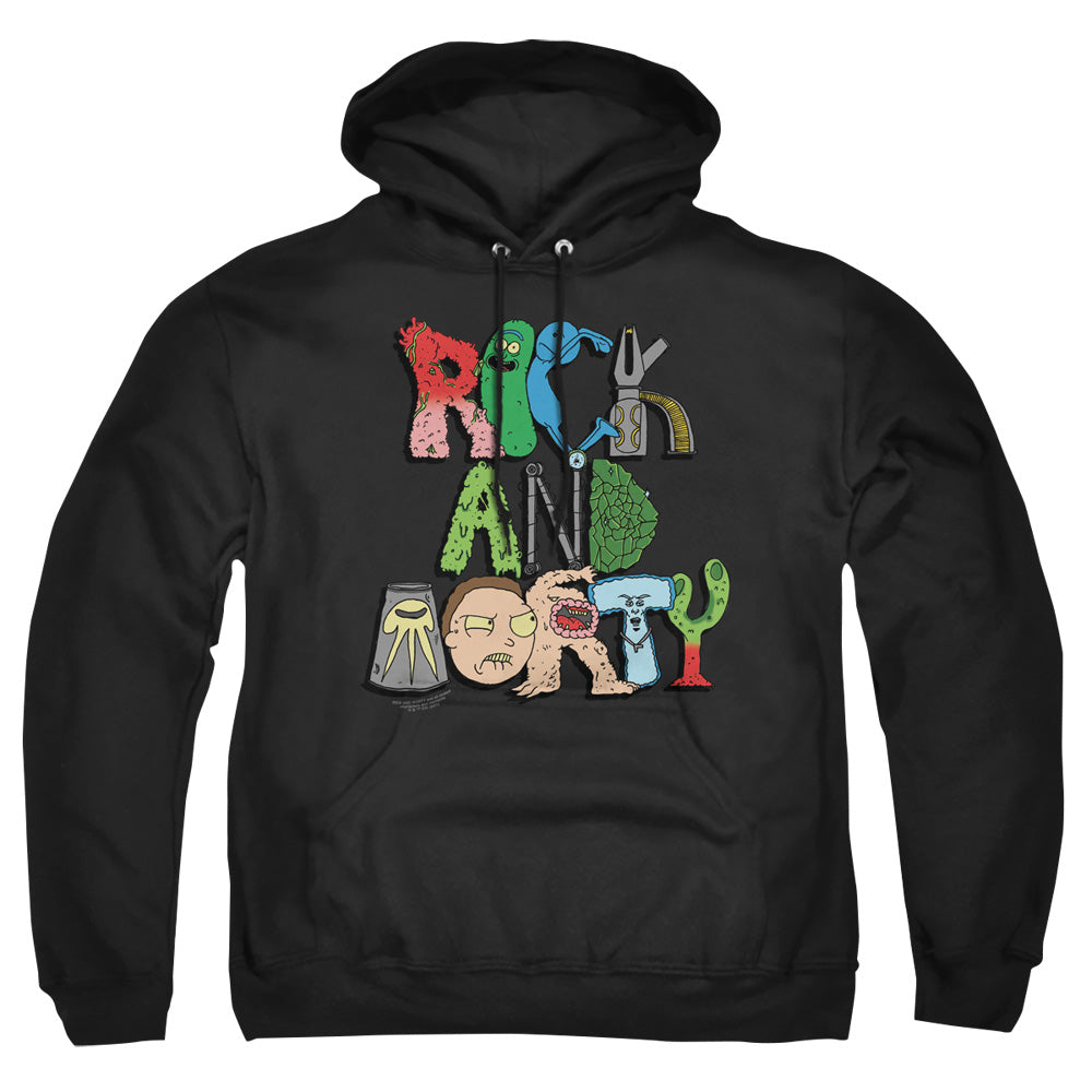Rick And Morty Illustrated Logo Mens Hoodie Black