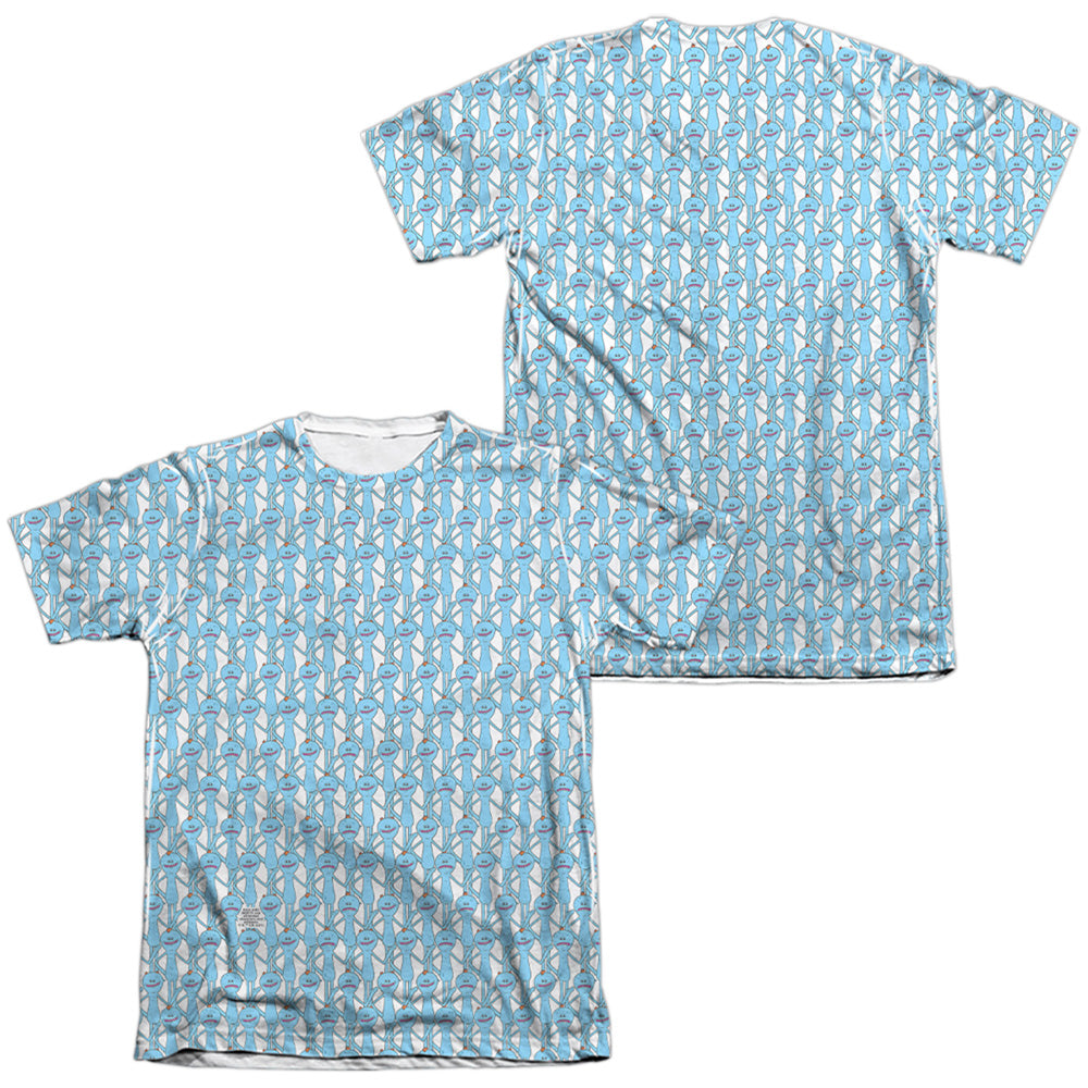 Rick And Morty Mr Meeseeks Front Back Print Mens Poly Cotton T Shirt White