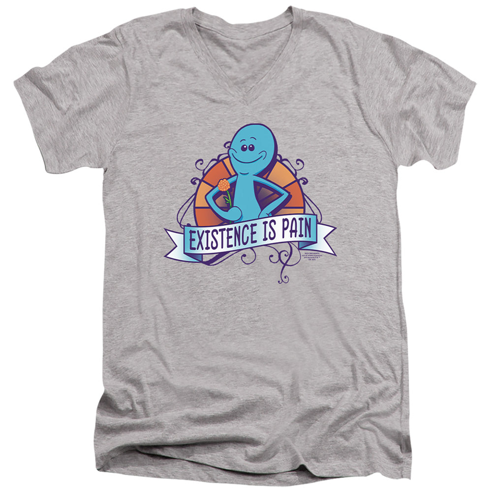 Rick And Morty Existence Is Pain Mens Slim Fit V-Neck T Shirt Athletic Heather