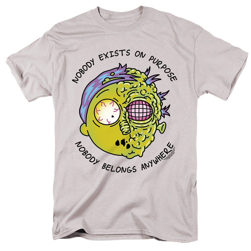 Rick And Morty Nobody Exists Mens T Shirt Silver