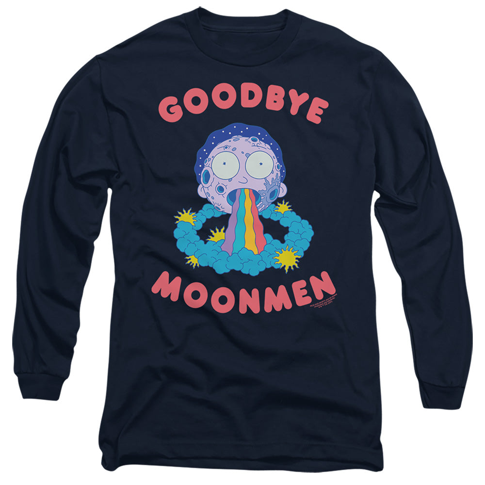 Rick And Morty Goodbye Moonmen Mens Long Sleeve Shirt Navy Officially Licensed